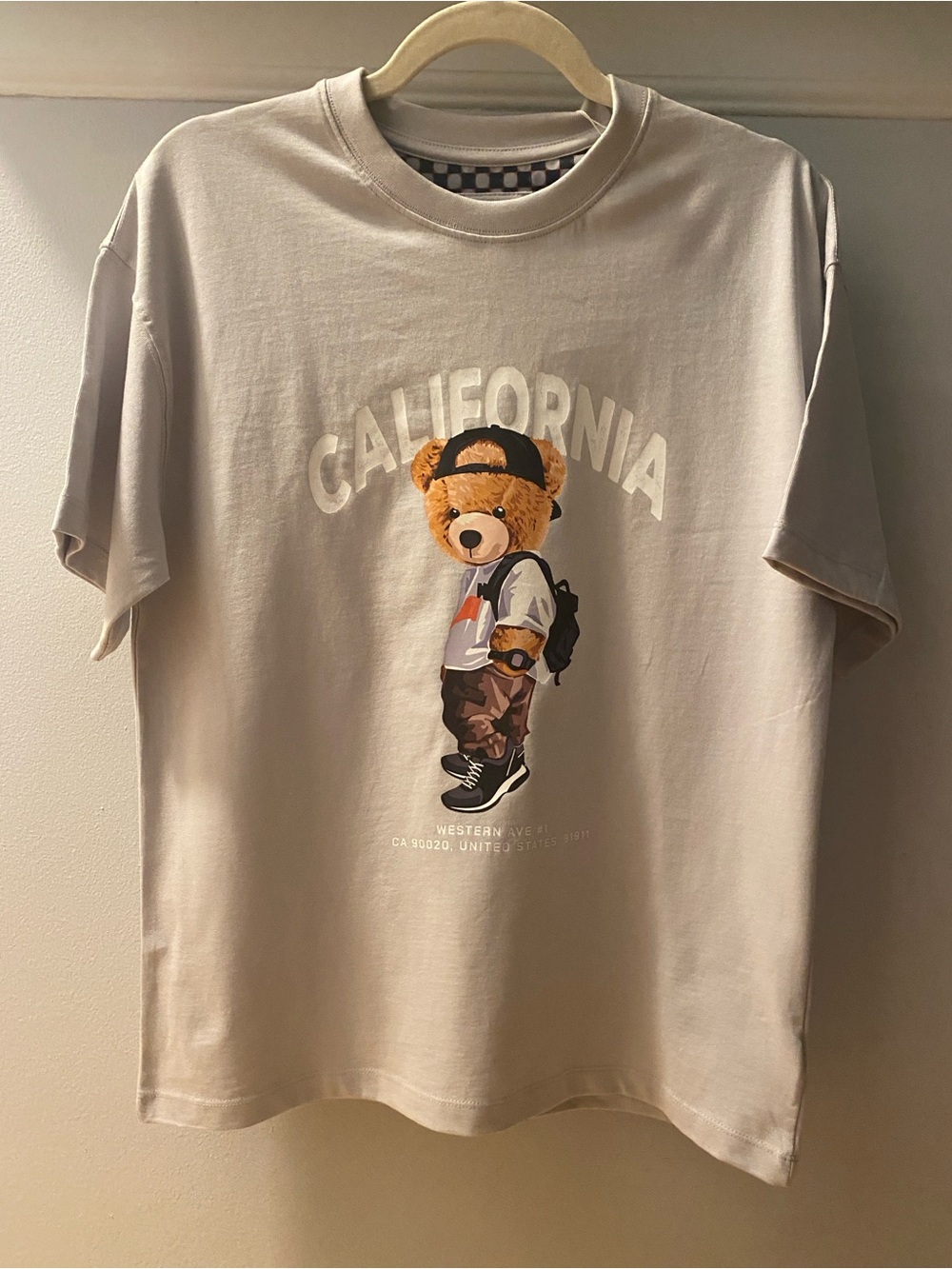 Denim & Flower Cream Bear Graphic Tee with California Print Size M New